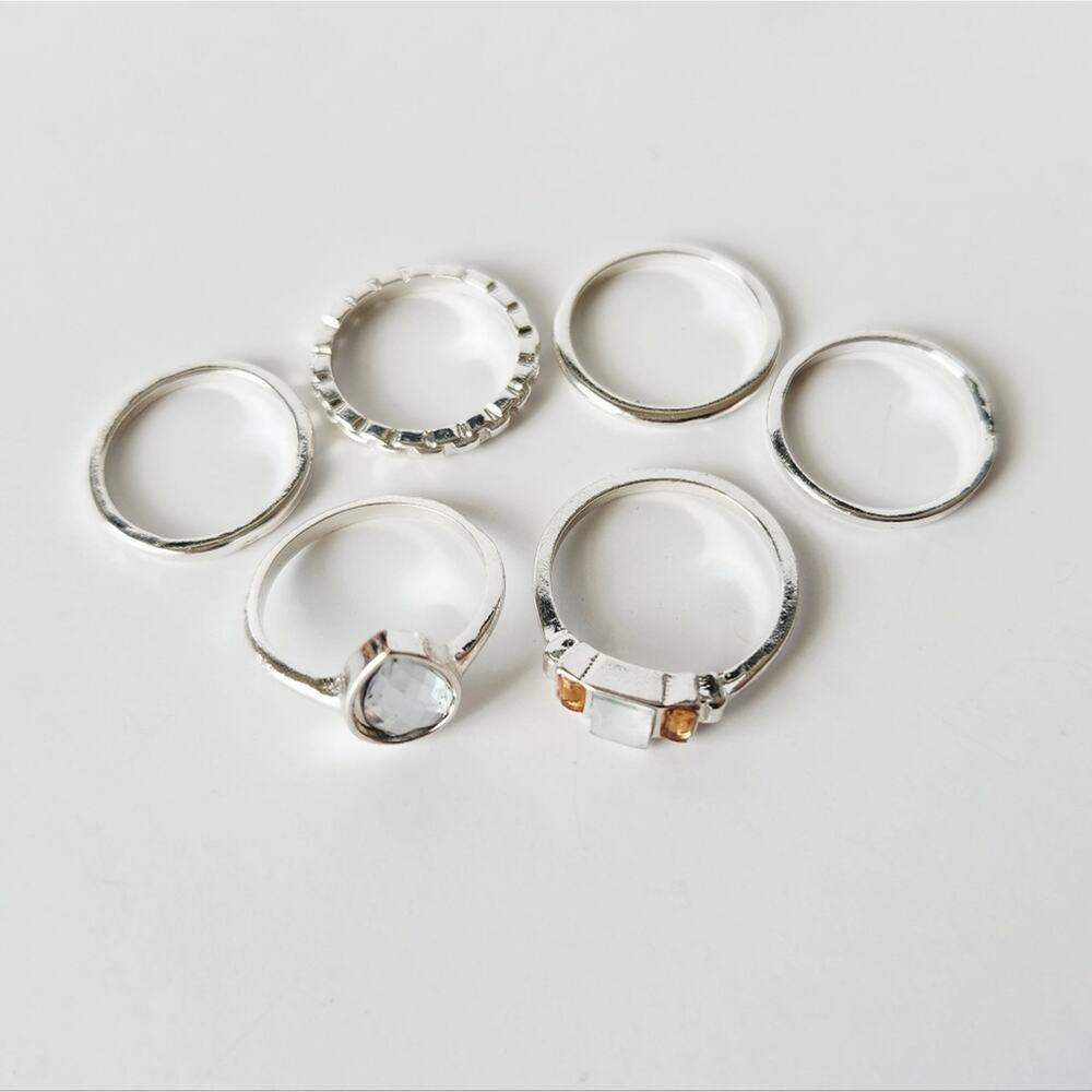 Francesca's Collection Elegant Silver Ring Stacking Set - Picture 4 of 14